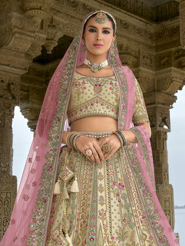 Ranas Off-White Cream Raw Silk Bridal  Lehenga