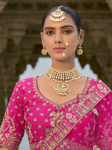 Ranas Pink Raw Silk Bridal Wedding Lehenga