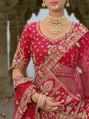 Ranas Red Raw Silk Bridal Wedding Lehenga
