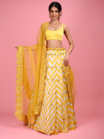 Ranas Yellow Leheriya Lehenga