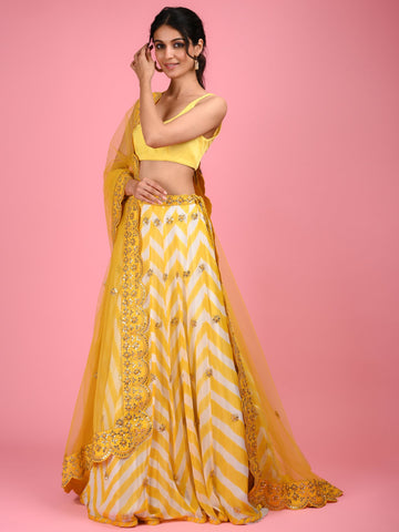 Ranas Yellow Leheriya Lehenga