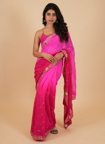 Ranas Pure chiffon Aari work Saree