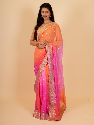 Ranas Shaded Pittan Work Saree