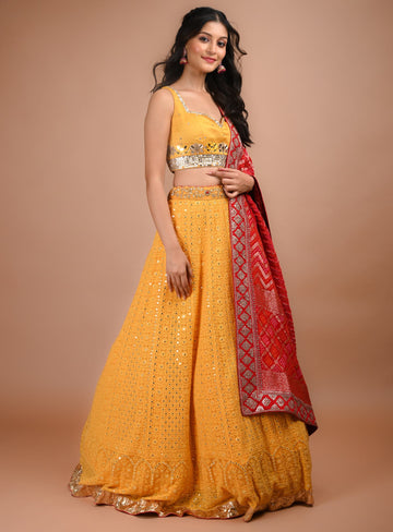 Ranas Yellow Lakhnavi Lehenga