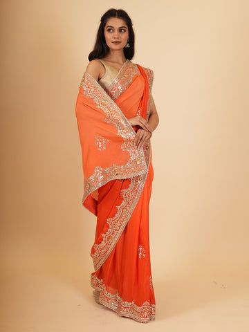 Ranas Orange shaded Gota Patti Saree