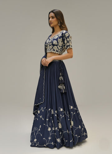 Ranas Navy Blue Pearl Work Lehenga