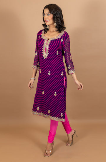Ranas Purple Leheriya Kurti