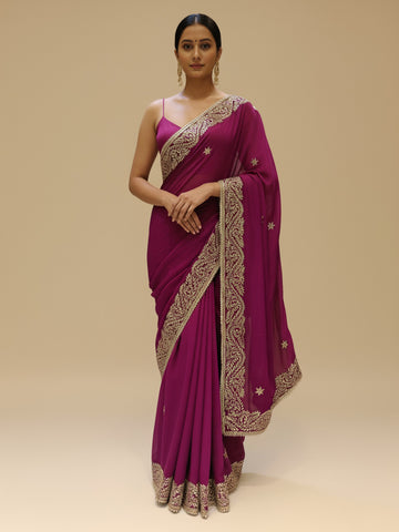 Ranas Purple Color Gota Patti Saree