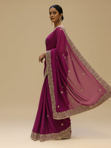 Ranas Purple Color Gota Patti Saree