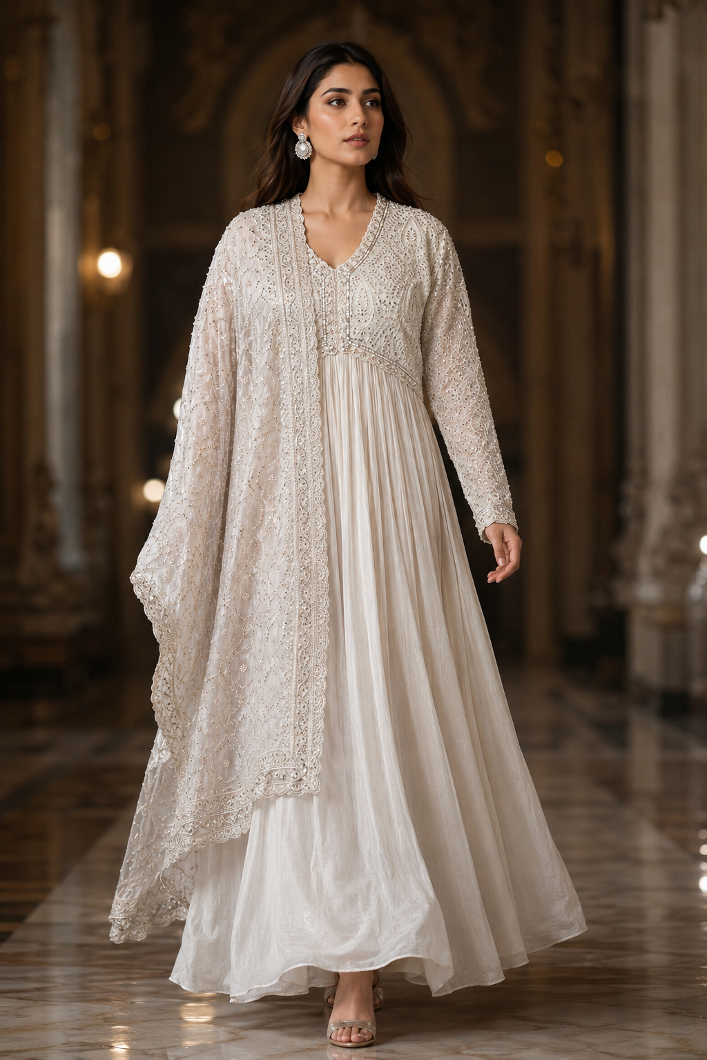Ranas Cream Color Anarkali Suit