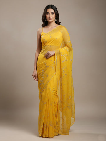 Ranas Pure Chiffon Gota & Sequine Work Saree