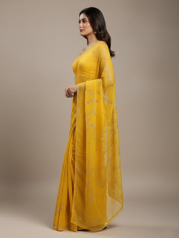 Ranas Pure Chiffon Gota & Sequine Work Saree