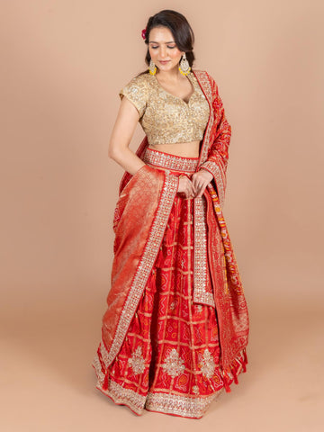 Ranas Red Color ghatchola Lehenga