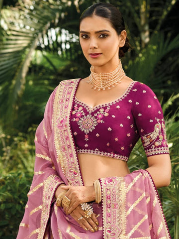 Ranas Onion Pink Organza Silk Lehenga Set