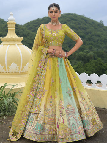 Ranas Shaded Multi Color Yellow Lehenga