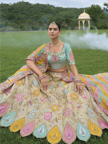 Ranas Multicolour  Zari Silk Lehenga Set