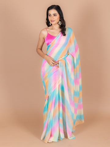Ranas Multi Color Leheriya Saree