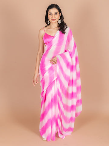 Ranas Pink & White Leheriya Saree