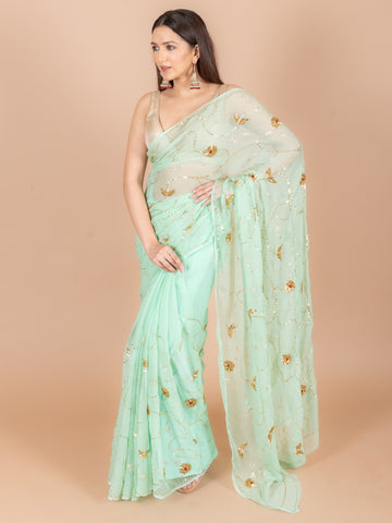 Ranas Sequins work Saree