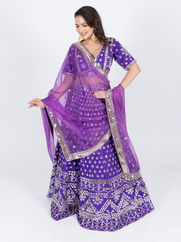 Ranas Purple Color Mirror work Lehenga