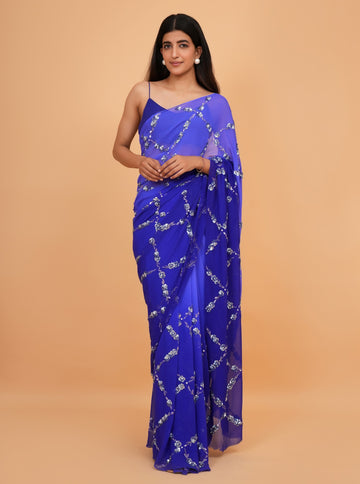 Ranas Blue Color Sequine work Saree
