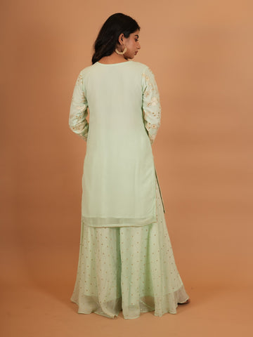 Ranas Sea Green Color Plazo Set