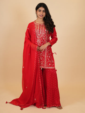 Ranas Red color Designer Sharara set