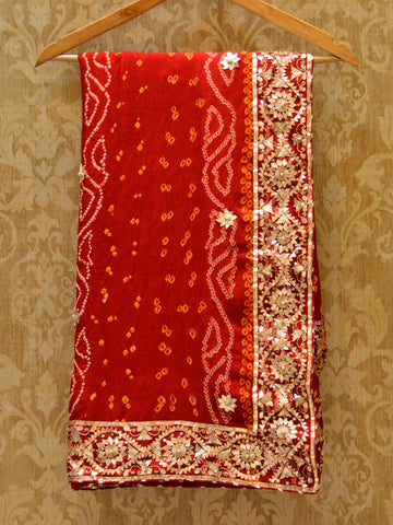 Ranas Red Bandhej Saree