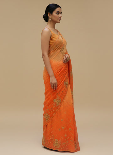 Ranas Pure Chiffon Aari Taari Work Saree