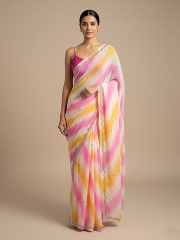 Ranas Pure Chiffon Leheriya Saree