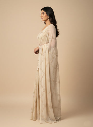 Ranas Sequine Work Pure Chiffon Saree