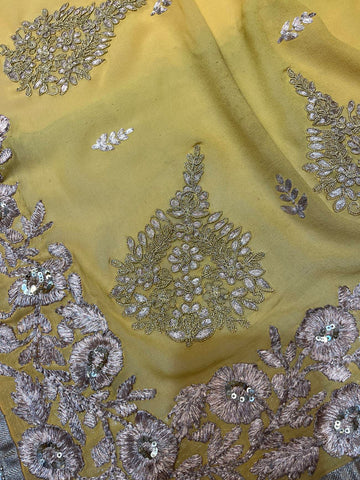 Ranas Yellow Color Georgette Saree