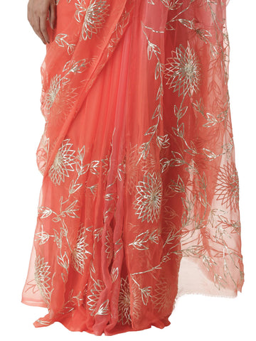 Ranas Pink & Orange Sikiya Gota Saree