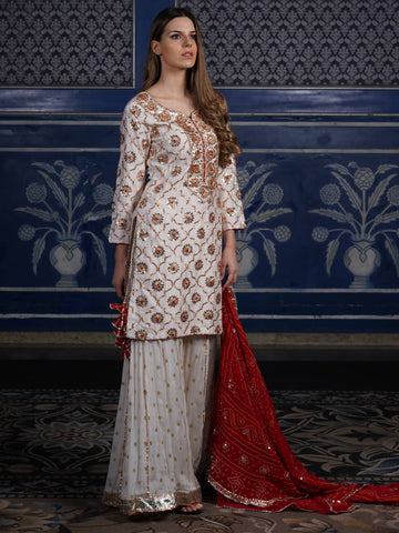 Ranas off White Designer Sharara Set