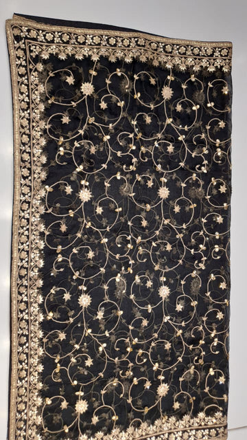 Ranas Black Color Hand Embroidery Dupatta