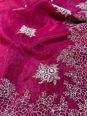 Ranas wine Color Organza Saree