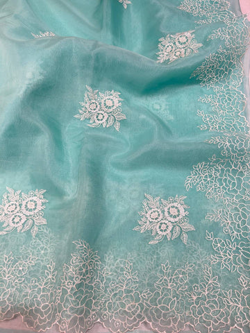 Ranas Sea Green Organza Saree