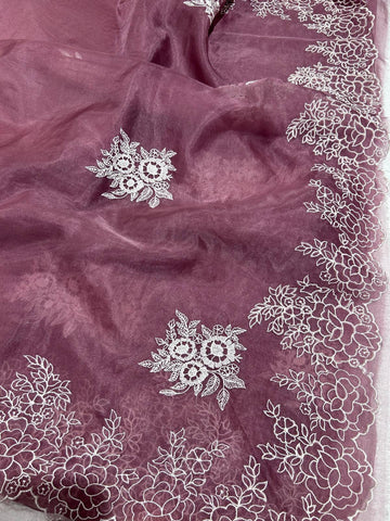 Ranas Onion Color Organza Saree