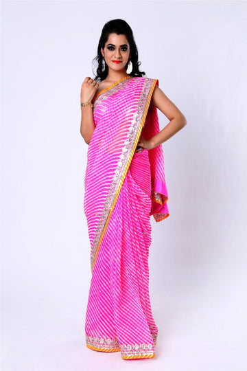 Ranas Pink Pure Georgette Gota Saree