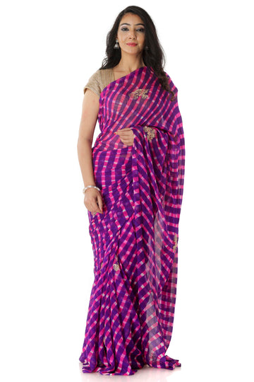 Ranas Purple Leheriya Saree
