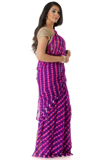 Ranas Purple Leheriya Saree
