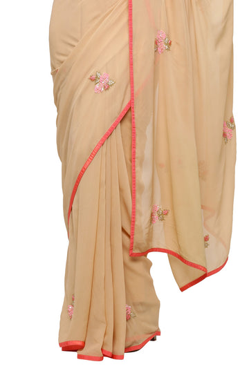 Ranas Beige Color Georgette Saree