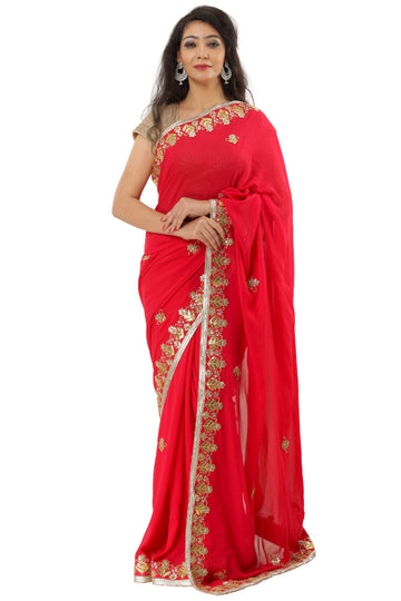 Ranas Red Color Gota Patti Saree