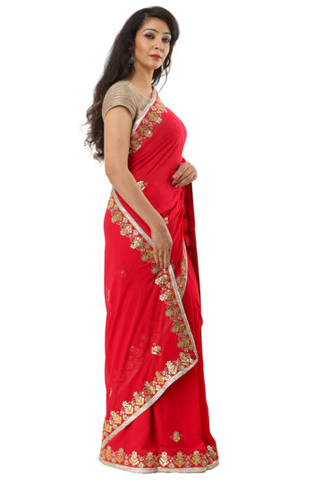 Ranas Red Color Gota Patti Saree
