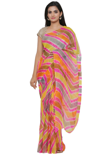 Ranas Multi Color Leheriya Saree