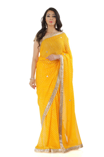 Ranas Yellow Mothda Gota Patti Saree