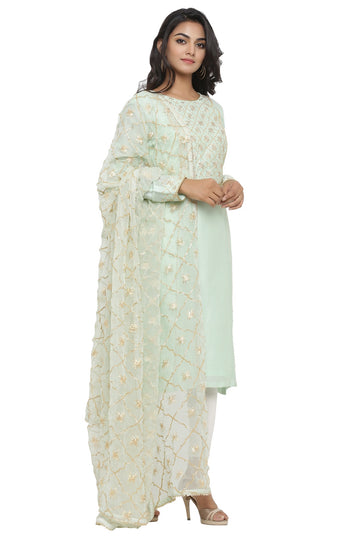 Ranas Sea Green Chanderi Suit
