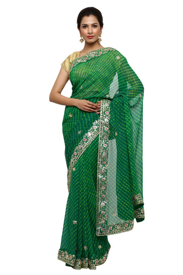 Ranas Bottle Green Gota Patti Saree