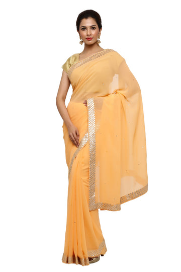 Ranas Peach Color Gota Saree