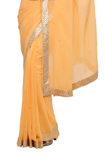 Ranas Peach Color Gota Saree